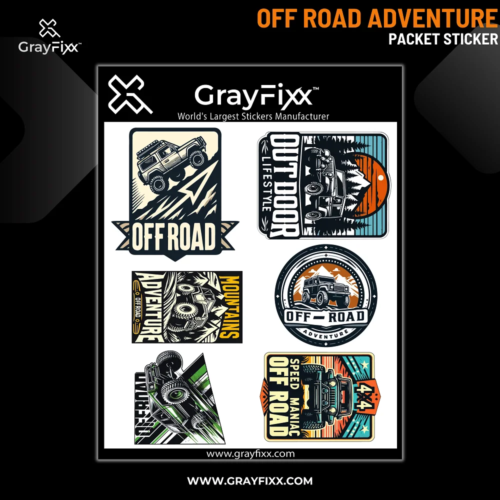 Off Road Adventure Packet Sticker | Printed In Premium Gloss Vinyl With FPF(Fade Protection Film), Water Proof, Precut Sticker, Pack Of 1, Size 2.0 Inches